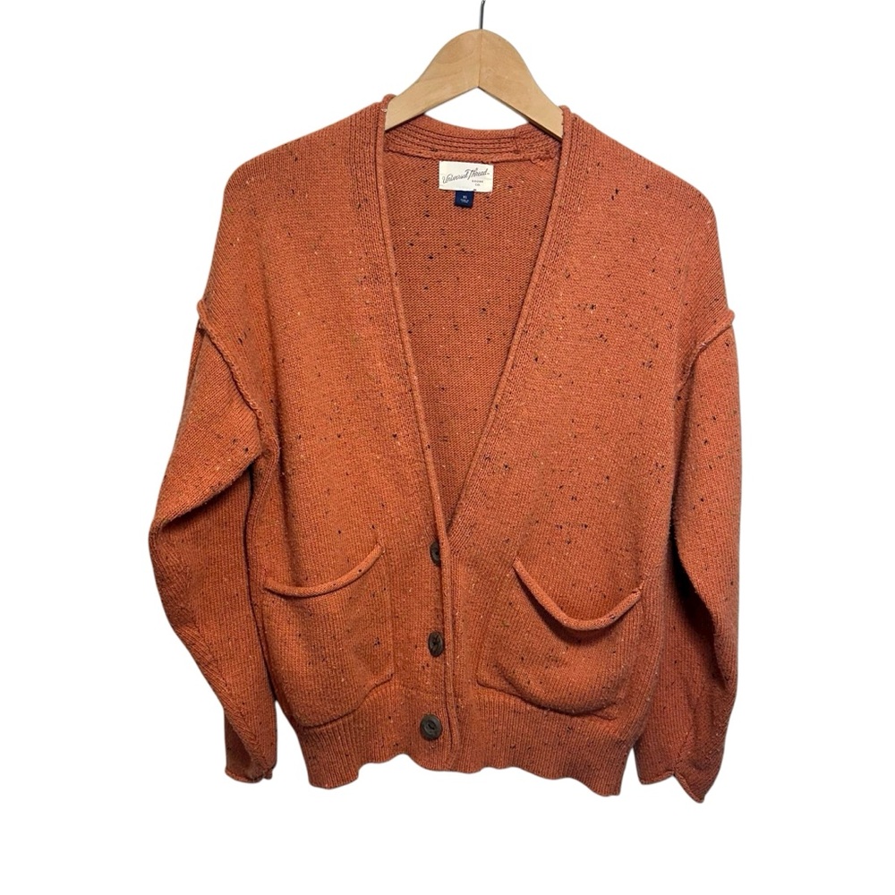 Universal Thread Orange Cozy Knit Donegal Boxy Grandpa Cardigan,‎ XS